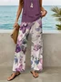 Women Floral Printing Two-Piece Set Daily Sleeveless Casual Summer Top With Pants Matching Set