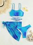 Tie-dye Bikini Swimsuit Women's Gradient Color Mesh Skirt Split Bikini Swimsuit Three-piece Set