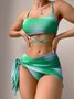 Tie-dye Bikini Swimsuit Women's Gradient Color Mesh Skirt Split Bikini Swimsuit Three-piece Set