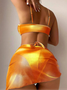 Tie-dye Bikini Swimsuit Women's Gradient Color Mesh Skirt Split Bikini Swimsuit Three-piece Set