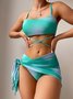Tie-dye Bikini Swimsuit Women's Gradient Color Mesh Skirt Split Bikini Swimsuit Three-piece Set