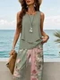 Women Floral Printing Two-Piece Set Daily Sleeveless Casual Summer Top With Pants Matching Set