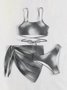 Tie-dye Bikini Swimsuit Women's Gradient Color Mesh Skirt Split Bikini Swimsuit Three-piece Set