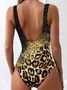 New Tie-dye One-piece Swimsuit For Women With Gradient Leopard Print One-piece Swimsuit