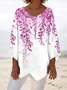 Women Plants Long Sleeve Blouse Spring/Fall V Neck Daily Casual Top