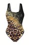 New Tie-dye One-piece Swimsuit For Women With Gradient Leopard Print One-piece Swimsuit