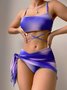 Tie-dye Bikini Swimsuit Women's Gradient Color Mesh Skirt Split Bikini Swimsuit Three-piece Set