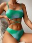 Tie-dye Bikini Swimsuit Women's Gradient Color Mesh Skirt Split Bikini Swimsuit Three-piece Set
