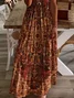 Women Floral Short Sleeve Summer Printing Dress V Neck Daily Casual Maxi X-Line Dress