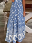 Women Floral Short Sleeve Summer Printing Dress V Neck Daily Casual Maxi X-Line Dress