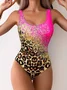 New Tie-dye One-piece Swimsuit For Women With Gradient Leopard Print One-piece Swimsuit