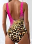 New Tie-dye One-piece Swimsuit For Women With Gradient Leopard Print One-piece Swimsuit