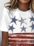 Women Star Short Sleeve Tee T-shirt Crew Neck Printing Casual Summer Graphic Tee Top