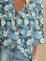 Women Floral Three Quarter Sleeve Blouse Spring/Fall Printing V Neck Daily Casual Top