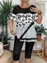 Women Leopard Short Sleeve Tee T-shirt Crew Neck Printing Casual Summer Graphic Tee Top