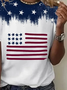 Women Independence Day (Flag) Short Sleeve Tee T-shirt Crew Neck Printing Casual Summer Graphic Tee Top