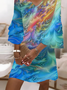 Women Abstract Half Sleeve Summer Printing Dress V Neck Daily Casual Maxi H-Line Dress