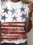 Women Star Short Sleeve Tee T-shirt Crew Neck Printing Casual Summer Graphic Tee Top