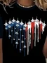 Women Independence Day (Flag) Short Sleeve Tee T-shirt Crew Neck Printing Casual Summer Graphic Tee Top