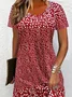 Women Ditsy Floral Short Sleeve Summer Printing Dress Crew Neck Daily Casual Mini Tunic H-Line Dress
