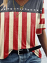 Women Independence Day (Flag) Short Sleeve Tee T-shirt V Neck Printing Casual Summer Graphic Tee Top