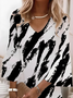 Women Abstract Half Sleeve Summer Printing Dress V Neck Daily Casual Maxi H-Line Dress