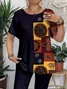 Women Abstract Short Sleeve Tee T-shirt Crew Neck Printing Casual Summer Graphic Tee Top