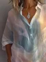 Women Abstract Long Sleeve Shirt Spring/Fall Printing Shirt Collar Daily Casual Top