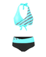 Sexy Two-piece Bikini Swimsuit Women's Striped Sequins Cross Backless Swimsuit