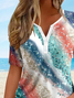 Women Abstract Short Sleeve Tee T-shirt Crew Neck Printing Casual Summer Graphic Tee Top