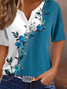 Women Floral Short Sleeve Tee T-shirt Crew Neck Printing Casual Summer Graphic Tee Top