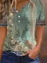 Women Floral Short Sleeve Tee T-shirt Crew Neck Printing Casual Summer Graphic Tee Top