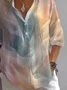 Women Abstract Long Sleeve Shirt Spring/Fall Printing Shirt Collar Daily Casual Top