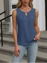 Women Sleeveless Tank Top Camisole Summer Plain Ruched Crew Neck Daily Simple Top
