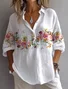 Women Floral Long Sleeve Shirt Spring/Fall Printing Shirt Collar Daily Casual Top