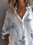 Women Floral Long Sleeve Shirt Spring/Fall Printing Shirt Collar Daily Casual Top