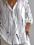 Women Striped Long Sleeve Shirt Spring/Fall Printing Shirt Collar Daily Casual Top