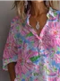 Women Floral Long Sleeve Shirt Spring/Fall Printing Shirt Collar Daily Casual Top