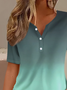 Women Ombre Short Sleeve Tee T-shirt Crew Neck Printing Casual Summer Graphic Tee Top