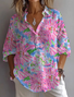 Women Floral Long Sleeve Shirt Spring/Fall Printing Shirt Collar Daily Casual Top