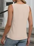 Women Sleeveless Tank Top Camisole Summer Plain Ruched Crew Neck Daily Simple Top