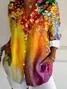Women Floral Long Sleeve Shirt Spring/Fall Buckle Shirt Collar Daily Casual Top