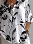 Women Floral Long Sleeve Shirt Spring/Fall Printing Shirt Collar Daily Casual Top