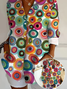 Women Abstract Long Sleeve Shirt Spring/Fall Buckle Shirt Collar Daily Casual Top