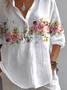 Women Floral Long Sleeve Shirt Spring/Fall Printing Shirt Collar Daily Casual Top