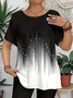 Women Abstract Short Sleeve Tee T-shirt Crew Neck Casual Summer Graphic Tee Top