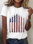 Women Independence Day (Flag) Short Sleeve Tee T-shirt Crew Neck Casual Summer Top