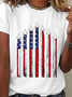 Women Independence Day (Flag) Short Sleeve Tee T-shirt Crew Neck Casual Summer Top