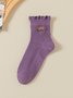 New Pure Cotton Japanese Retro Literary Flower Middle Tube Women's Socks Sweat-absorbent Breathable Embroidered Flower Socks