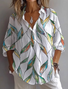 Women Floral Long Sleeve Shirt Spring/Fall Printing Shirt Collar Daily Casual Top